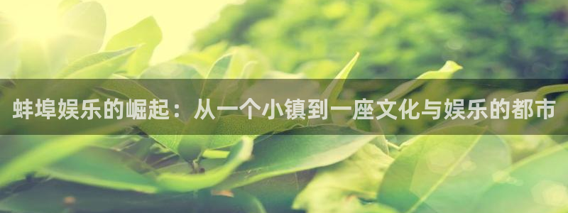 万赢娱乐体育注册登录入口：蚌埠娱乐的崛起：从一个小镇到一座文化与娱乐的都市